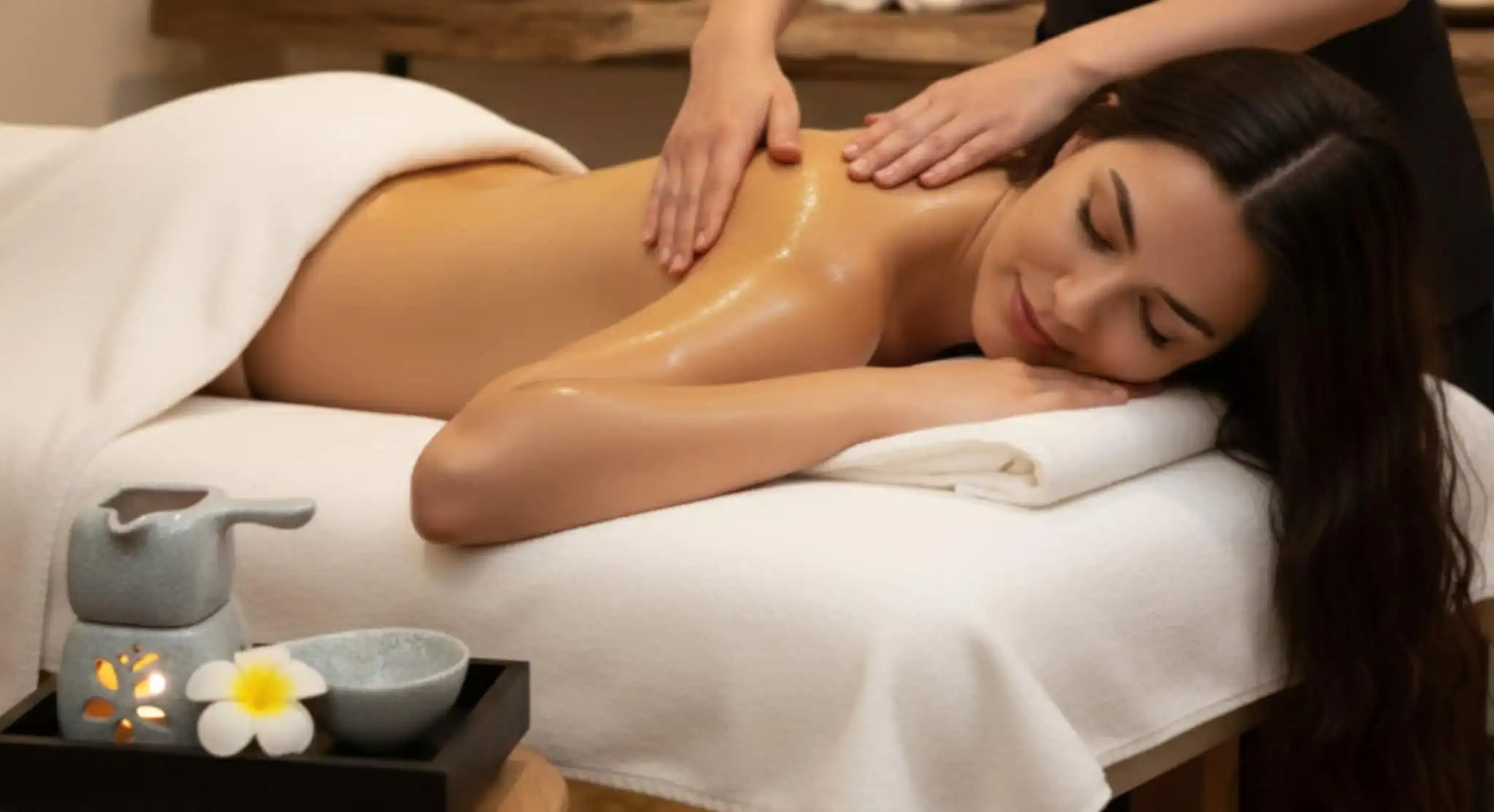 Massage with hot oil